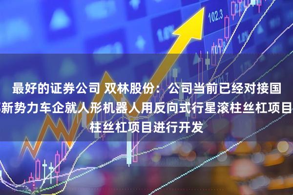 最好的证券公司 双林股份：公司当前已经对接国内某头部新势力车企就人形机器人用反向式行星滚柱丝杠项目进行开发