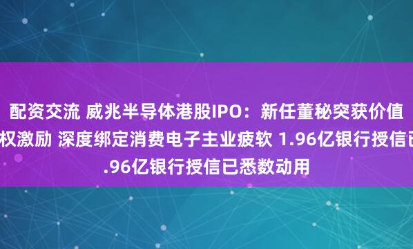 配资交流 威兆半导体港股IPO：新任董秘突获价值2000万股权激励 深度绑定消费电子主业疲软 1.96亿银行授信已悉数动用